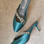 Balenciaga X Manolo Blahnik Satin Mules in Green
