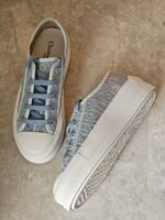 Dior "Walk'n Dior"  Platform Sneakers featuring a blue dior Oblique embroidered mesh design - Image 3