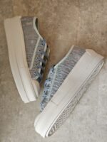 Dior "Walk'n Dior"  Platform Sneakers featuring a blue dior Oblique embroidered mesh design - Image 4