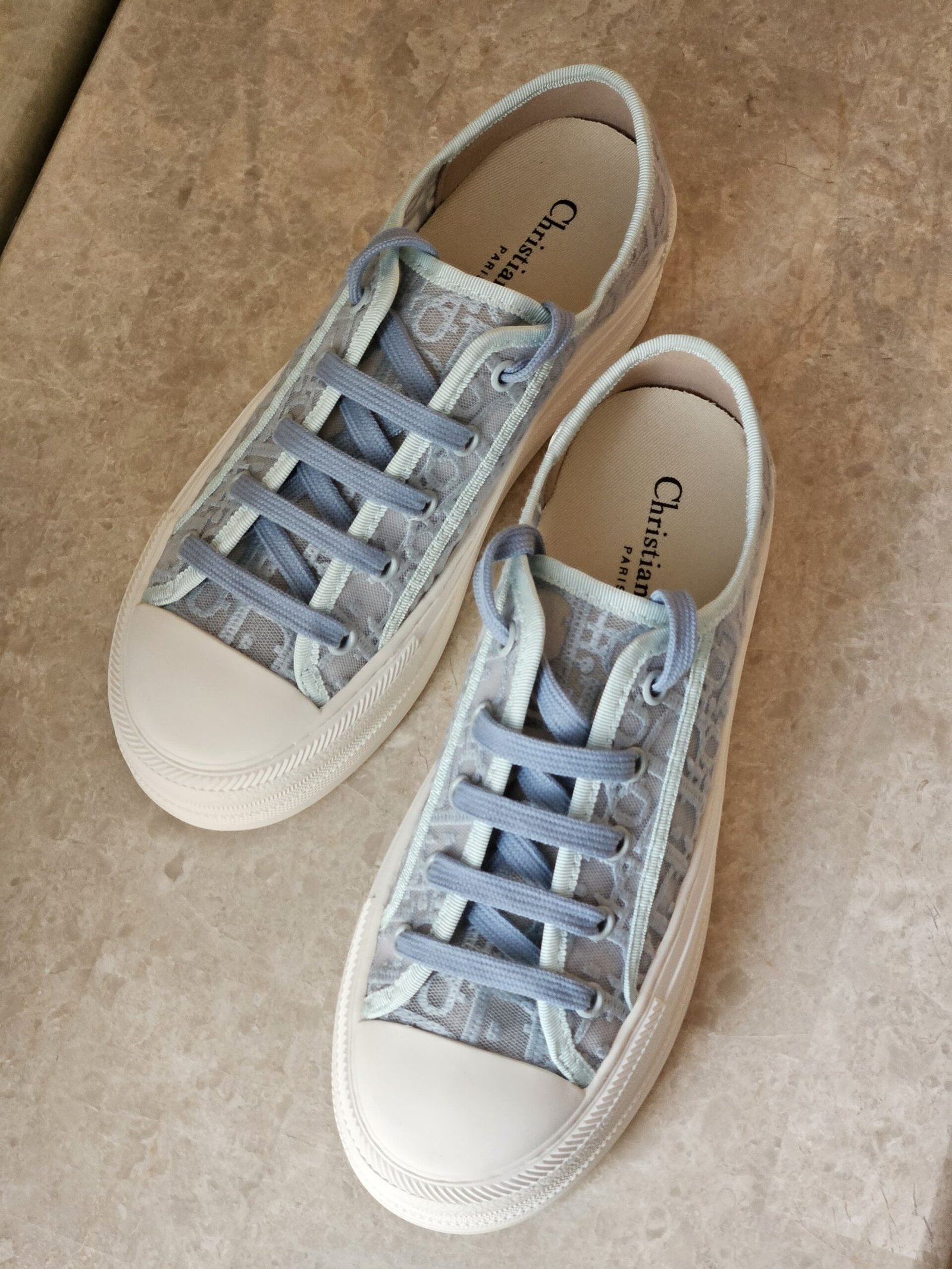 WhatsApp Image 2026-07-27 at 03.11.26 Dior "Walk'n Dior" Platform Sneakers featuring a blue dior Oblique embroidered mesh design - Image 1