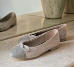 Chanel Ballet Flats Light Grey Suede Body with a contrasting patent leather cap toe - Image 2