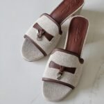 Loro Piana Summer Charms 55 sandals in Beige & Brown color