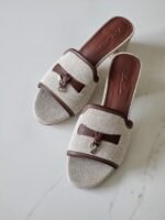 Loro Piana Summer Charms 55 sandals in Beige & Brown color