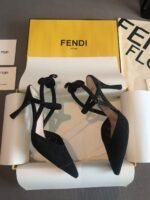 Fendi Colibre Lite slingback pumps in black embroidered mesh & a pointed toe - Image 4