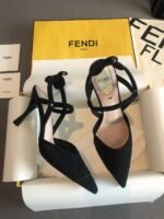 Fendi Colibre Lite slingback pumps in black embroidered mesh & a pointed toe - Image 2