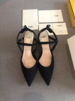 Fendi Colibre Lite slingback pumps in black embroidered mesh & a pointed toe