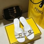 FENDI White "FFold" leather sandals