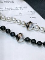 Chanel pearl & black bead belt dangling CC logo charm - Image 5