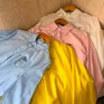 PRADA classic-collar and iconic enameled metal triangle logo Shirts