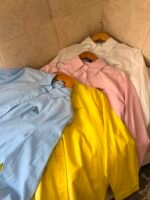PRADA classic-collar and iconic enameled metal triangle logo Shirts
