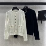 Chanel knit cardigans distinctive cable-knit pattern & gold-toned buttons