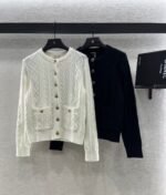 Chanel knit cardigans distinctive cable-knit pattern & gold-toned buttons
