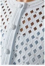 Maje rhinestone-embellished Sky-Blue crochet cardigan & geometric diamond openwork pattern - Image 4