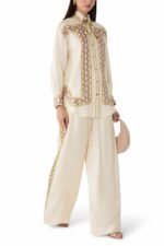 Zimmermann Luna Retro Shirt cream-colored silk fabric with retro geometric print - Image 3