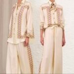 Zimmermann Luna Retro Shirt cream-colored silk fabric with retro geometric print - Image 2