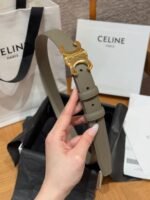 Celine Triomphe belt featuring a distinct gold metal buckle - Image 4