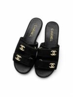 Chanel lambskin mules with gold-tone hardware & embellished logo details - Image 2