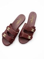 Chanel lambskin mules with gold-tone hardware & embellished logo details - Image 3