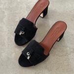 LORO PIANA Summer Charms Heeled Sandals in Black suede