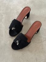 LORO PIANA Summer Charms Heeled Sandals in Black suede
