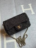 Chanel Mini flap bags with a crochet-effect weave & gold-tone iconic logo clasp