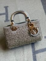 Cristian Dior Micro Lady Dior Bags with metallic leather & intricate crystal embroidery