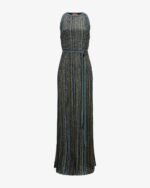 Missoni Long Striped Knit Dress sequin embellishments & a tie-up waist belt