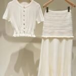 Sandro Cassalara Pointelle Knit Maxi Skirt ECRU