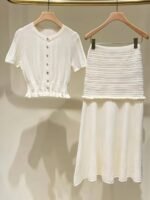 Sandro Cassalara Pointelle Knit Maxi Skirt ECRU