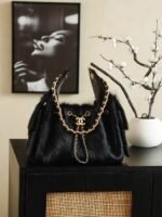 Chanel 25 HOBO Handbag crafted from luxurious "BLACK PONY HAIR"