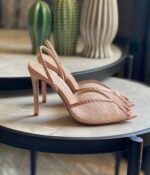 Andrea Wazen Katy slingback pumps delicate lace detailing & crystal embellishments - Image 7