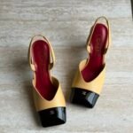 Chanel Slingback Block Heels "Beige lambskin & Black patent"