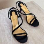 Christian Louboutin Rosalie 100 sandals in Black Strap & Beige inner sole