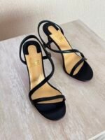 Christian Louboutin Rosalie 100 sandals in Black Strap & Beige inner sole