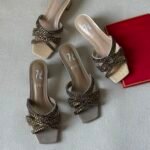 Gina High-Heeled sandals with crystal-embellished straps & block heel