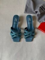 Gina Olympia Heeled Mules with crystal embellished crossover straps - Image 2