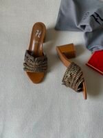 Gina Maine sandals block heel and signature swarovski crystal trim - Image 5