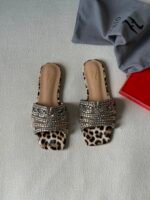 Gina sandals leopard print design and crystal-embellished straps - Image 4