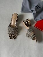 Gina sandals leopard print design and crystal-embellished straps - Image 3