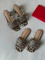 Gina sandals leopard print design and crystal-embellished straps