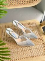 Jimmy Choo Saeda 100 Pumps embellished mesh, crystal anklet pointed toe