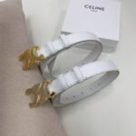 Celine Triomphe belt white leather and Celine logo Buckle - Image 3