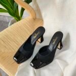 Chanel Mules Suede Kidskin with patent calfskin detailing