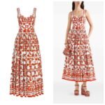 Dolce & Gabbana Dress Signature Majolica print in a vibrant orange & white colorway