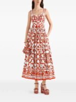 Dolce & Gabbana Dress Signature Majolica print in a vibrant orange & white colorway - Image 2