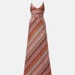Missoni sleeveless maxi dress iconic pink & rust tone zigzag knit pattern