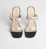 Dior J'Adior Strap heel sandals Black embroidered cotton with a leather sole - Image 2