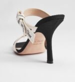 Dior J'Adior Strap heel sandals Black embroidered cotton with a leather sole - Image 4