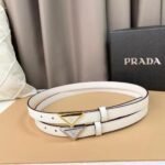 Prada Saffiano leather belts with brand iconic triangular metal logo buckle
