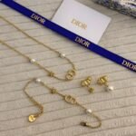Dior Clair D Lunes Faux Pearl Gold Tone Set